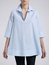 Carica l'immagine nel visualizzatore di Gallery, Blusa Donna Elaine Cotone Riga Azzurra