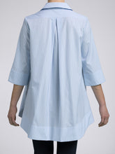 Carica l'immagine nel visualizzatore di Gallery, Blusa Donna Elaine Cotone Riga Azzurra
