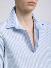 Carica l'immagine nel visualizzatore di Gallery, Blusa Donna Elaine Cotone Riga Azzurra