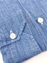 Carica l'immagine nel visualizzatore di Gallery, Camicia Denim Misto Lino Stone Washed Collo Button-down
