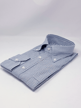 Carica l&#39;immagine nel visualizzatore di Gallery, Camicia Bacchetta Blu Seersucker Collo Francese
