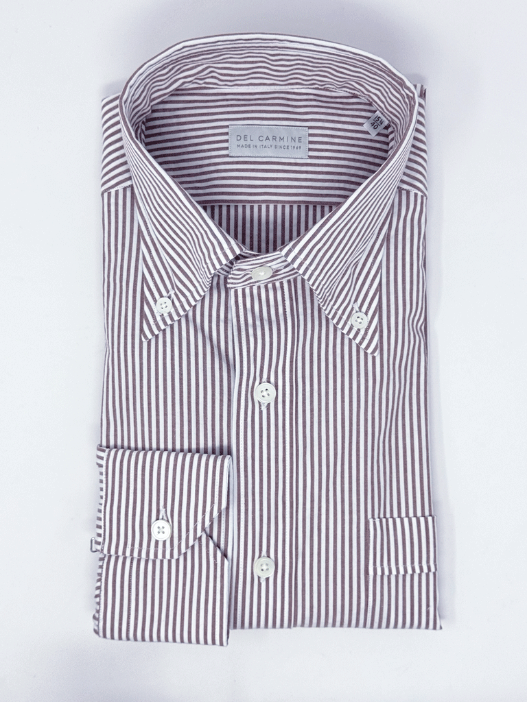 Camicia Bacchetta Mattone Seersucker Collo Button-down