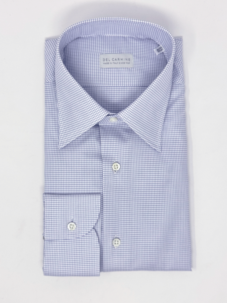 Camicia Quadretto Blu Cotone Collo San Vigilio