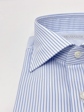 Carica l&#39;immagine nel visualizzatore di Gallery, Camicia Gessato Azzurro Royal Oxford Collo Saint Tropez
