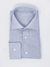 Carica l&#39;immagine nel visualizzatore di Gallery, Camicia Grigia Lino-Cotone operato Collo SemiFrancese
