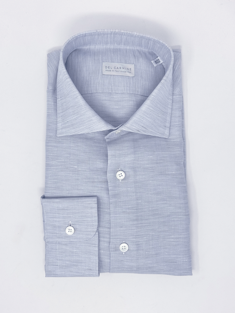 Camicia Grigia Lino-Cotone operato Collo SemiFrancese