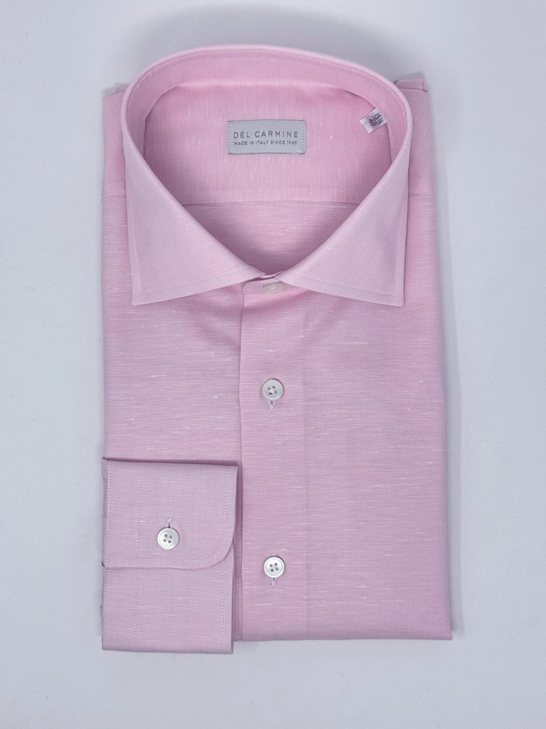 Camicia Salmone Lino-cotone collo SemiFrancese