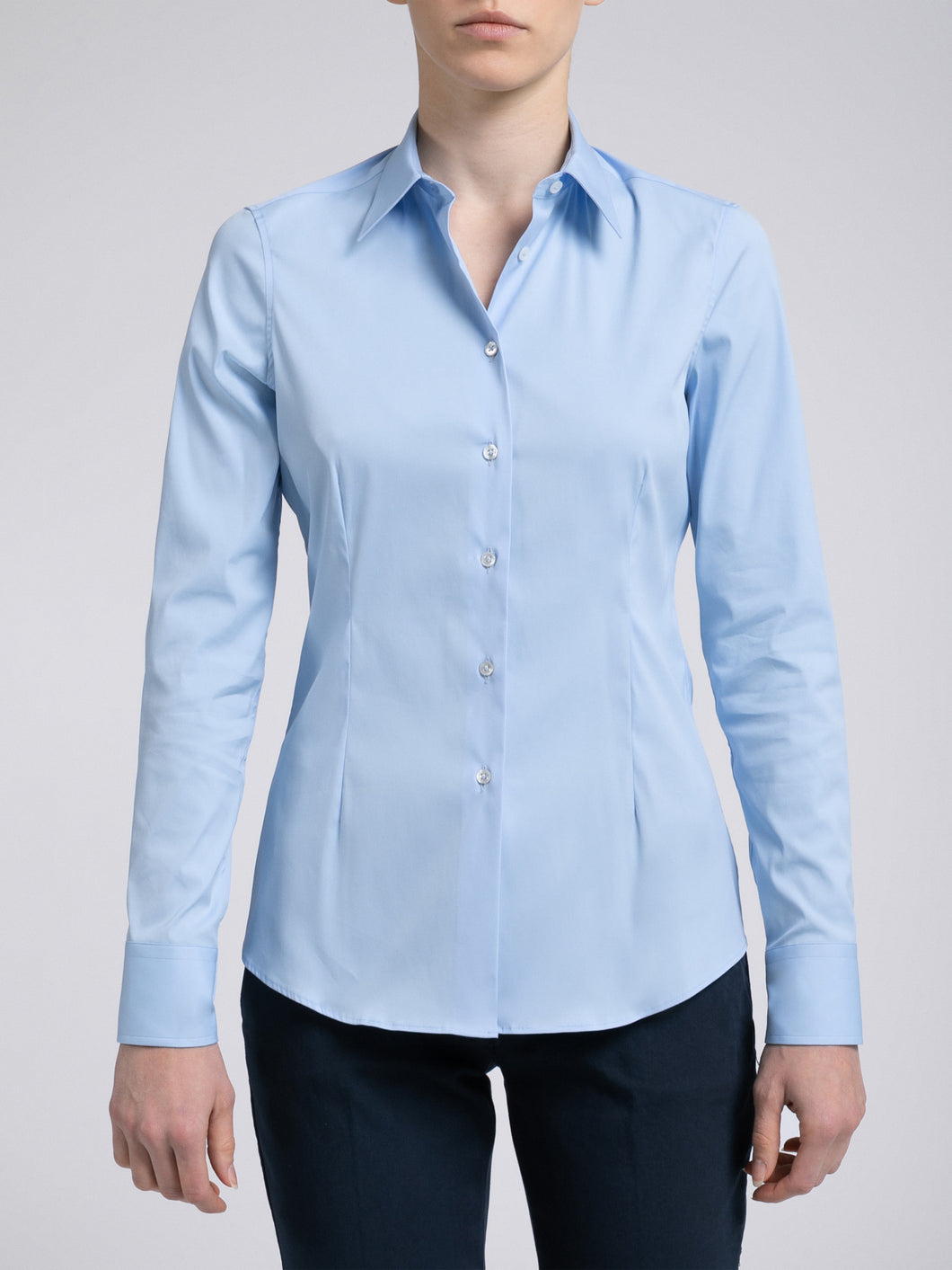 Camicia Donna Cotone Stretch Azzurro