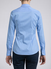 Carica l&#39;immagine nel visualizzatore di Gallery, Camicia Donna Cotone Stretch Riga Blu
